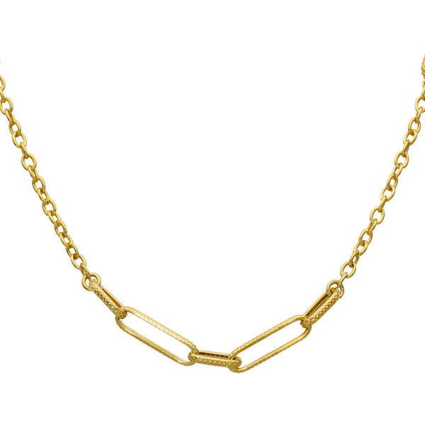 Ladies 9ct Yellow Gold Hollow Link & Trace Necklace - 18"
