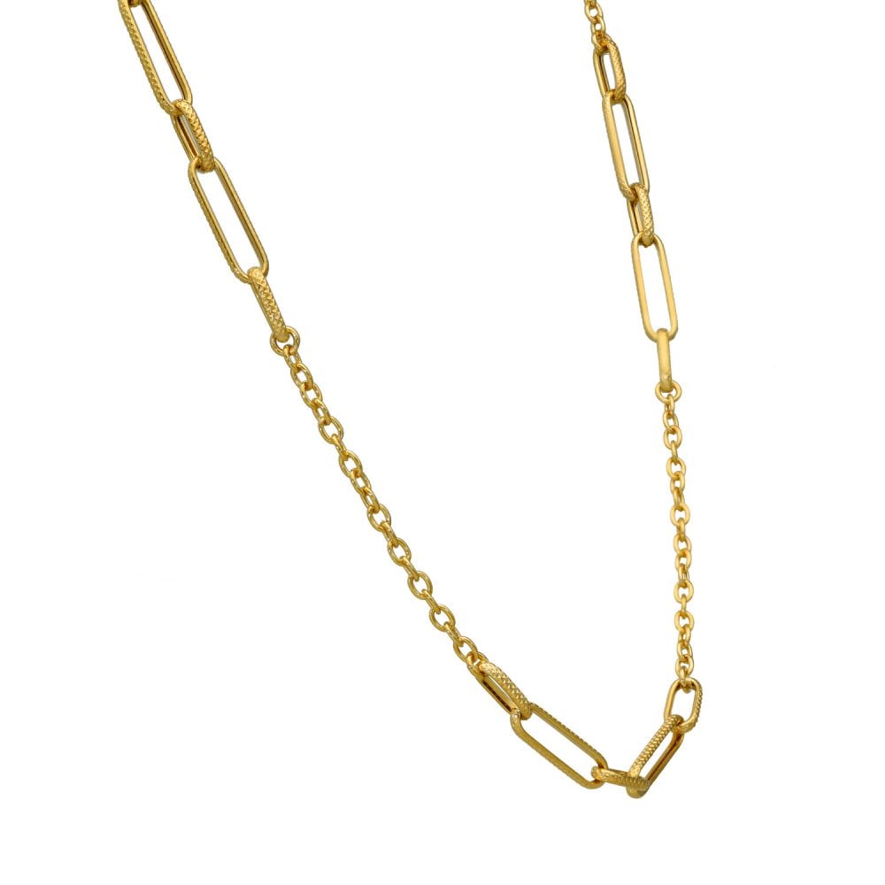 Ladies 9ct Yellow Gold Hollow Link & Trace Necklace - 18"