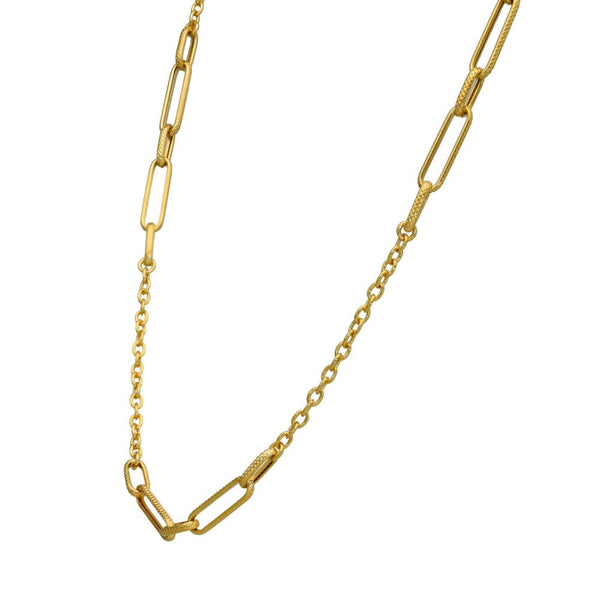Ladies 9ct Yellow Gold Hollow Link & Trace Necklace - 18"