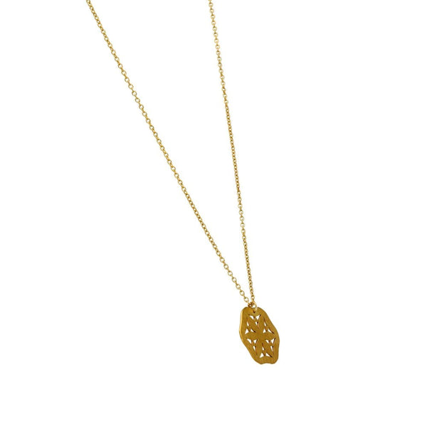 9ct Yellow Gold Flower Disc Pendant & Necklace - 17" - 1.8g