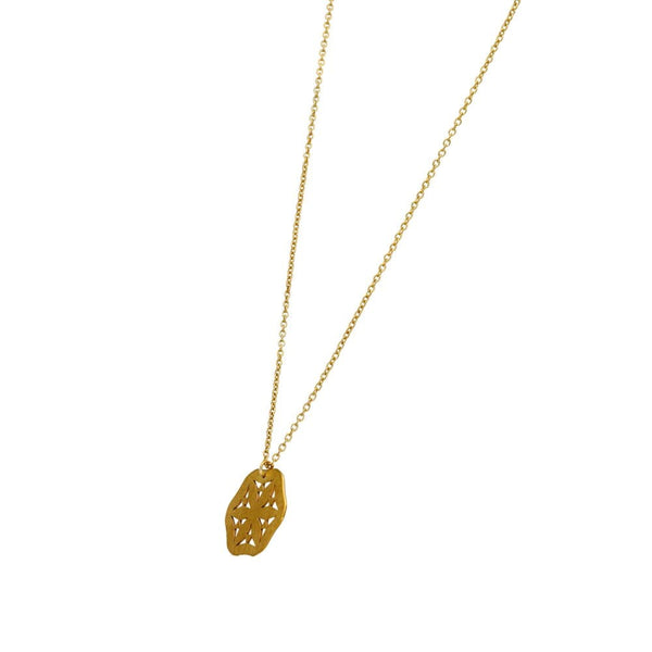 9ct Yellow Gold Flower Disc Pendant & Necklace - 17" - 1.8g
