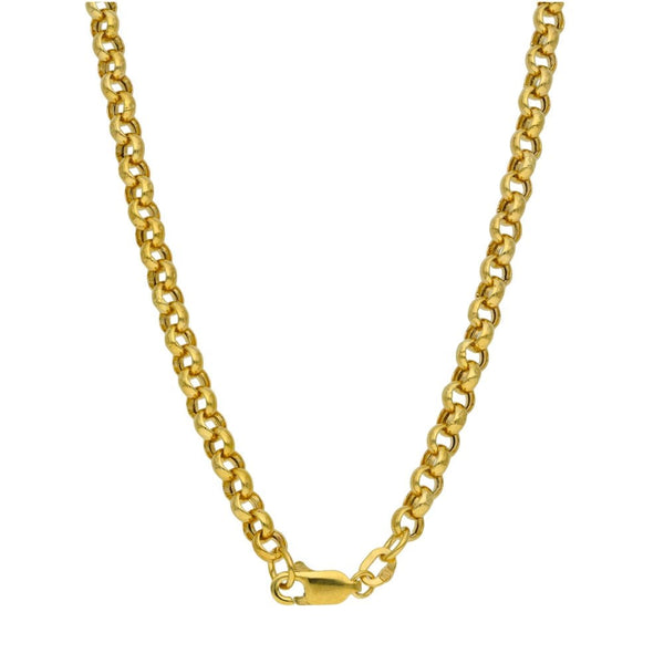 9ct Yellow Gold Round Link Belcher Chain - 18"