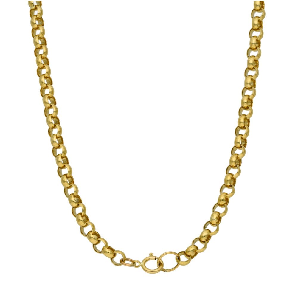 9ct Yellow Gold 22" Round Link Belcher Chain - 21.5g