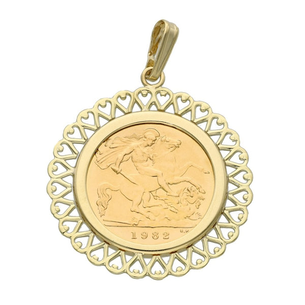 9ct Yellow Gold Half Sovereign Coin Pendant - 5.4g