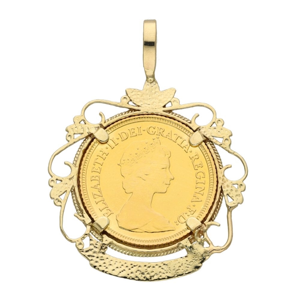 1982 Yellow Gold Half Sovereign Coin Pendant - 6.0g