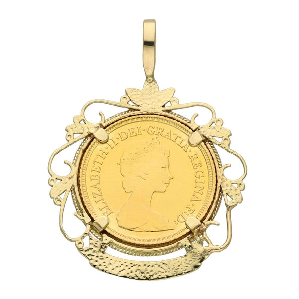 1982 Yellow Gold Half Sovereign Coin Pendant - 6.0g