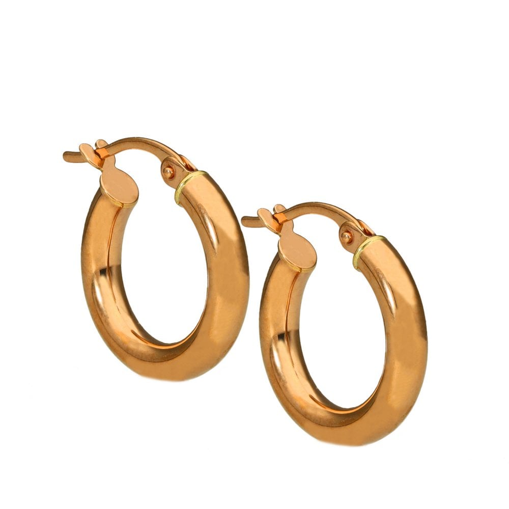 Ladies 9ct Rose Gold 10mm Small Round Hoop Earrings - 1.0g