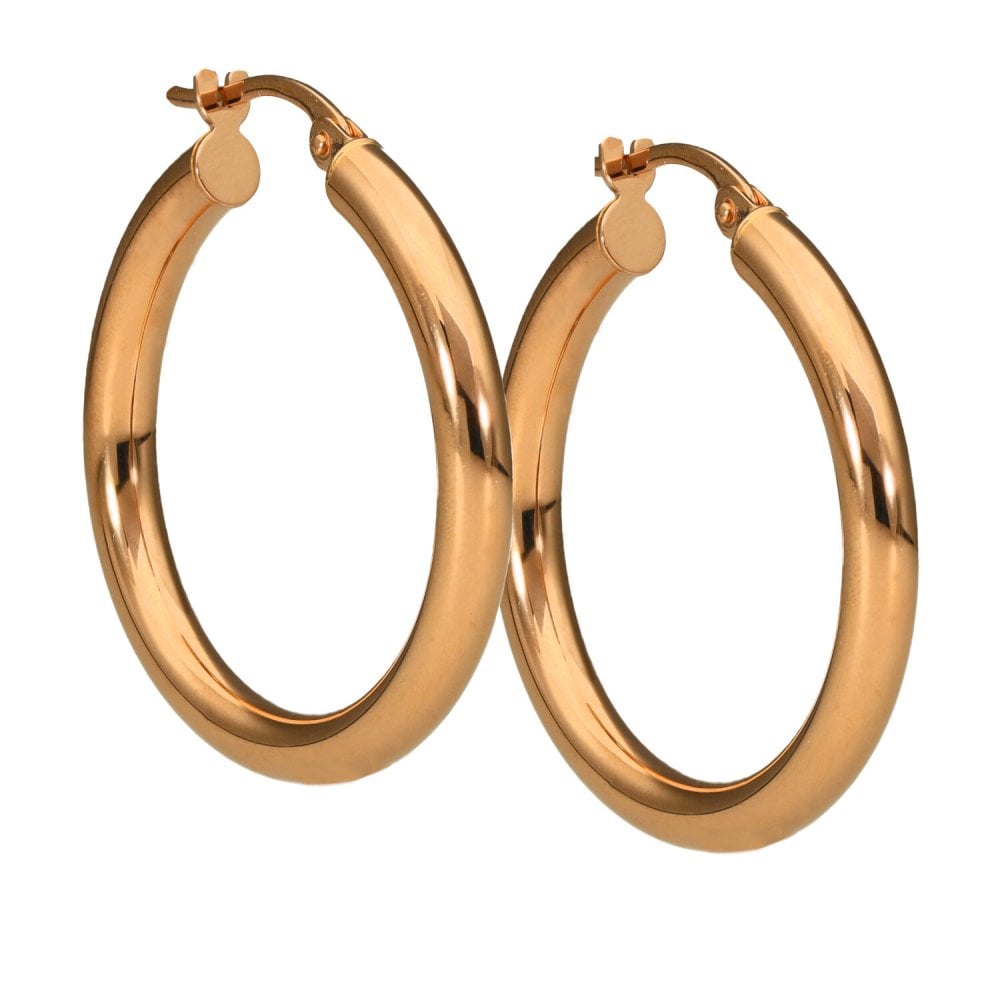 Ladies 9ct Rose Gold 20mm Round Hoop Earrings - 1.5g