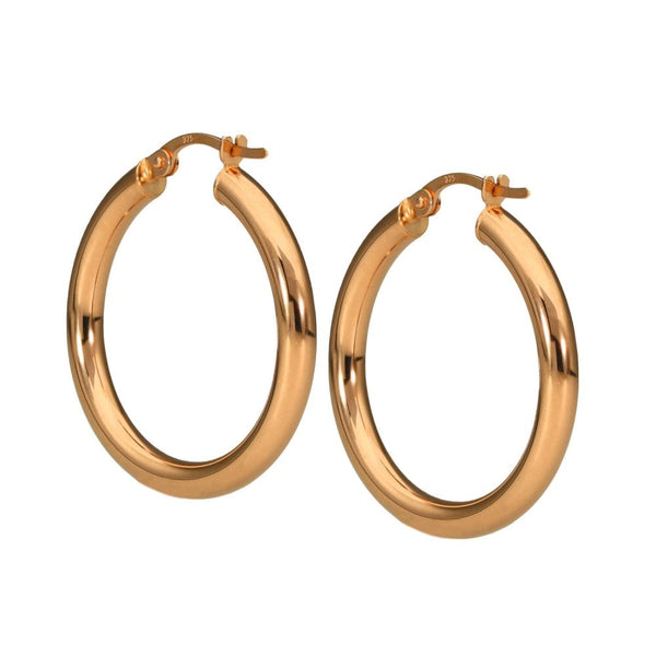 Ladies 9ct Rose Gold 20mm Round Hoop Earrings - 1.5g