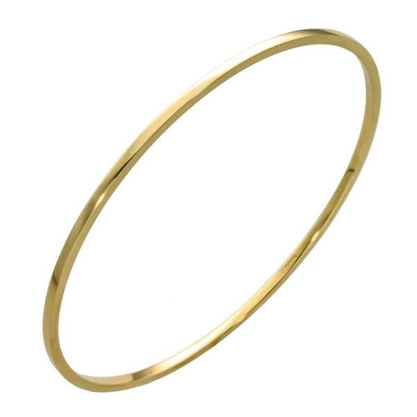 Ladies 9ct Yellow Gold 2mm Plain Bangle -  8.3g
