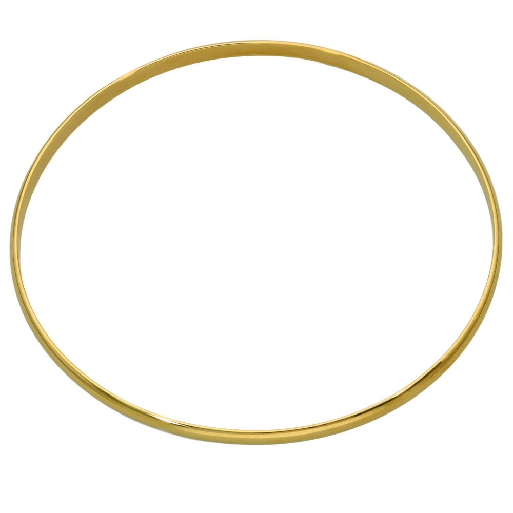 Ladies 9ct Yellow Gold 3mm Plain Bangle - 8.4g
