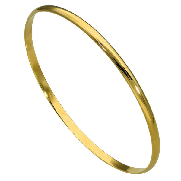 Ladies 9ct Yellow Gold 3mm Plain Bangle - 8.4g