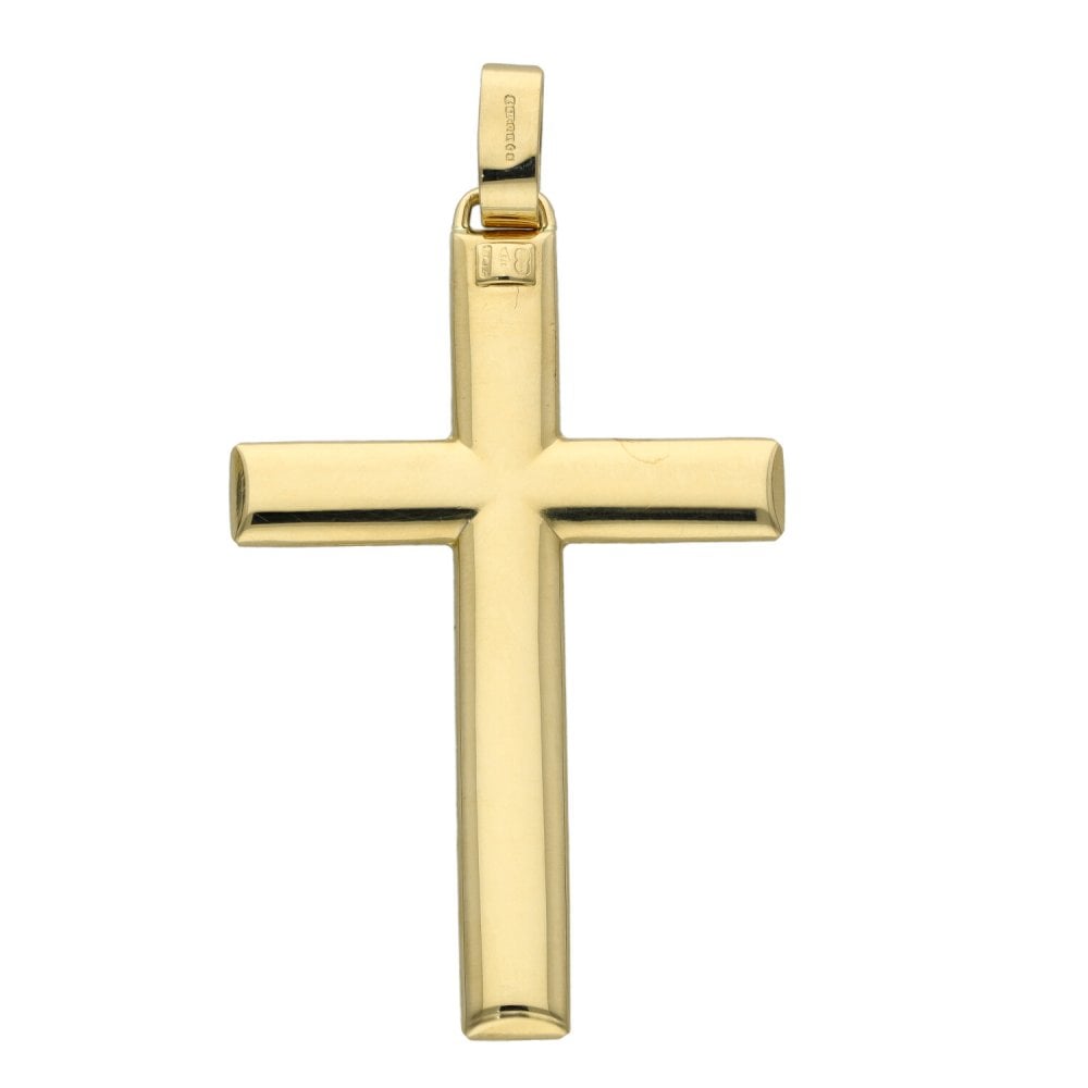 9ct Yellow Gold Large Ribbed Hollow Cross Pendant - 3.3g