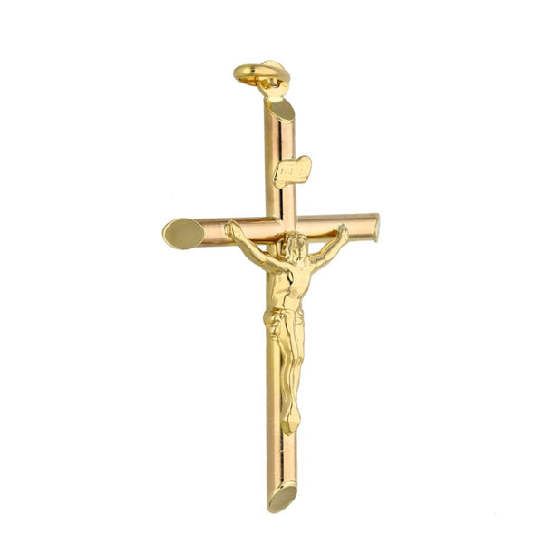 9ct Yellow Gold Tube Crucifix Pendant - 2.1g