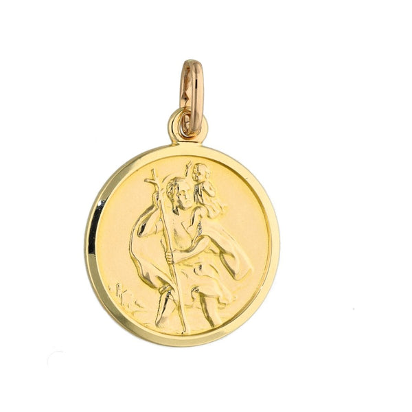 9ct Yellow Gold Round St Christopher Pendant - 3.0g
