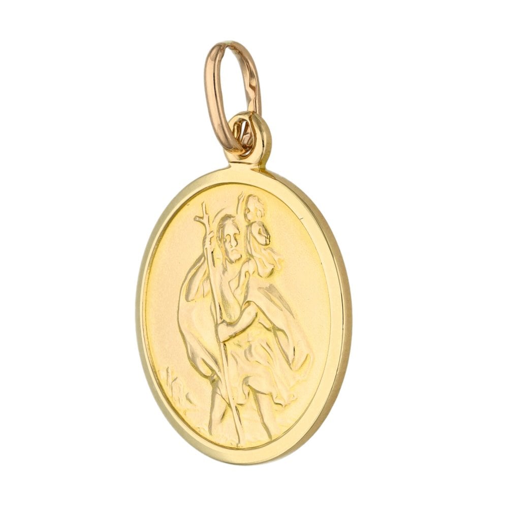 9ct Yellow Gold Round St Christopher Pendant - 3.0g