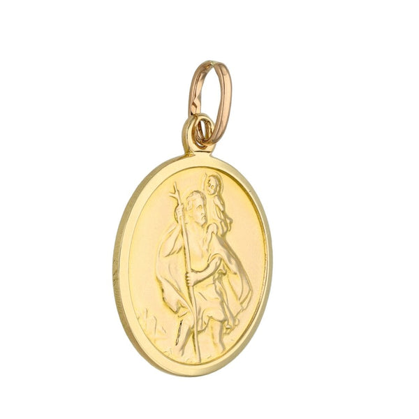 9ct Yellow Gold Round St Christopher Pendant - 3.0g