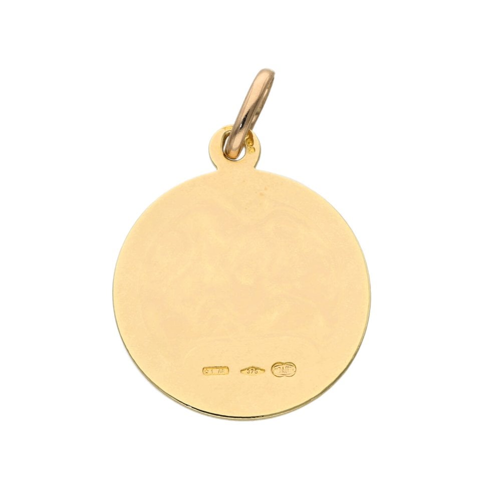 9ct Yellow Gold Round St Christopher Pendant - 3.0g