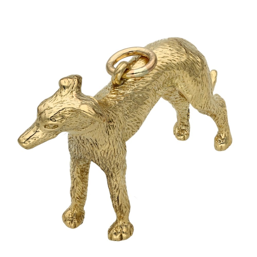 9ct Yellow Gold Solid Greyhound Pendant - 20.2g