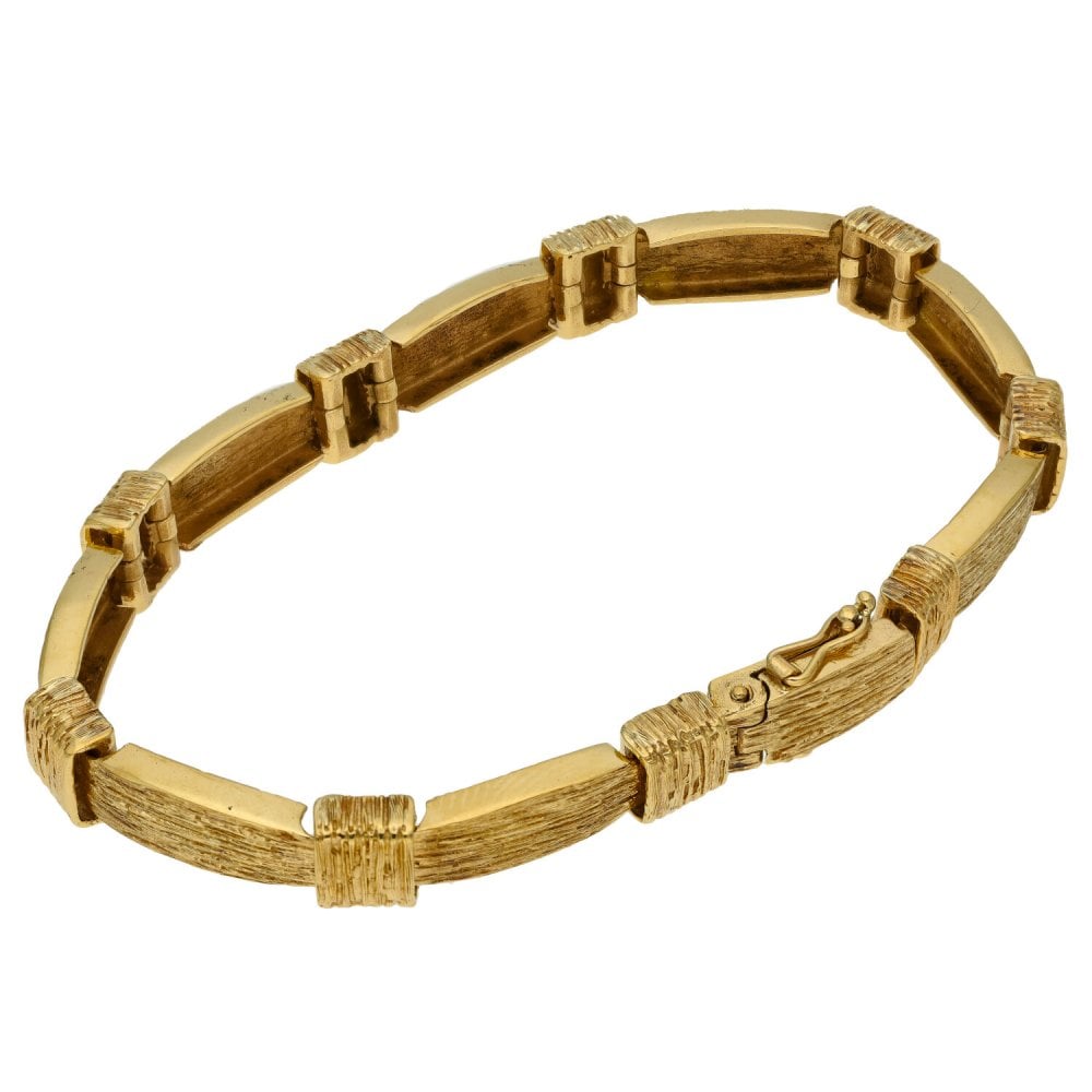 Ladies 9ct Yellow Gold 8" Bark Effect Bracelet - 20.9g