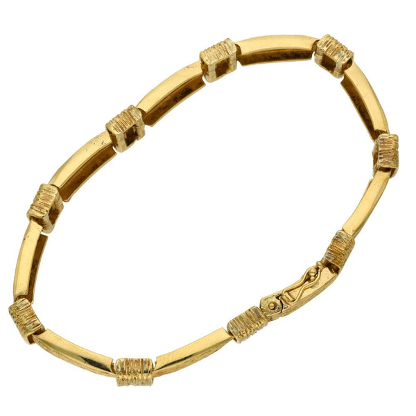 Ladies 9ct Yellow Gold 8" Bark Effect Bracelet - 20.9g