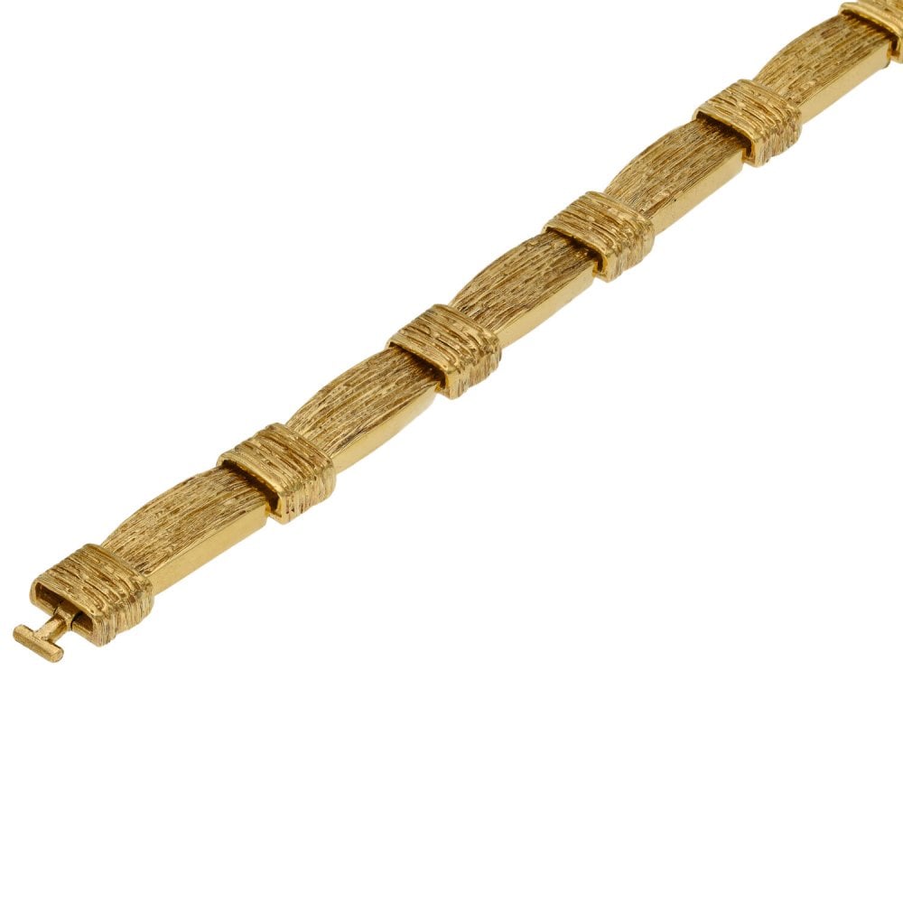 Ladies 9ct Yellow Gold 8" Bark Effect Bracelet - 20.9g