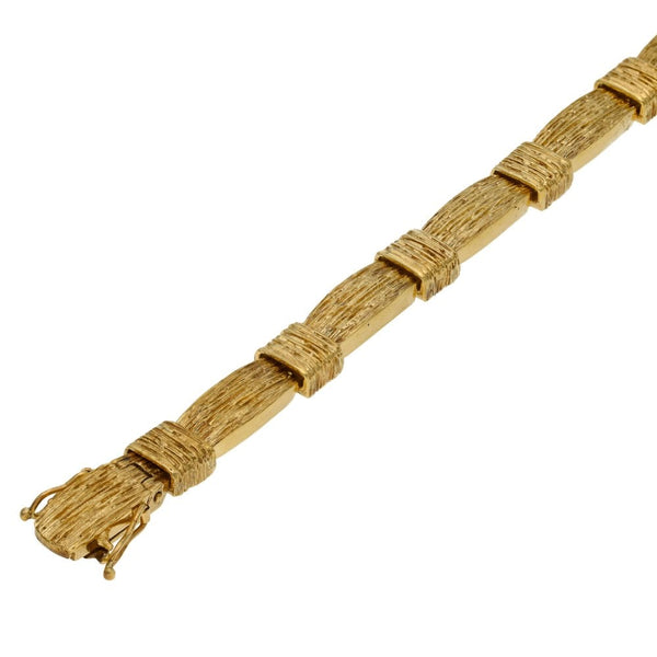 Ladies 9ct Yellow Gold 8" Bark Effect Bracelet - 20.9g