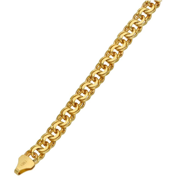 Ladies 9ct Yellow Gold 7.5" Double Curb Bracelet - 13.7g