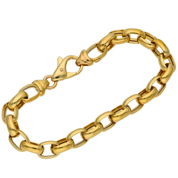 Ladies 9ct Yellow Gold 8" Oval Belcher Link Bracelet - 14.2g