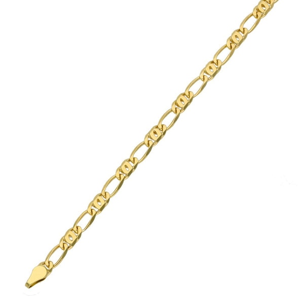 Ladies 9ct Yellow Gold 7" Anchor & Figaro Bracelet - 4.9g