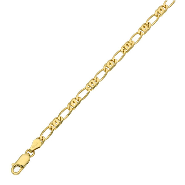Ladies 9ct Yellow Gold 7" Anchor & Figaro Bracelet - 4.9g