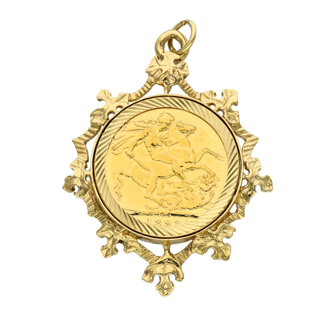 1893 Yellow Gold Full Sovereign Coin Mounted Pendant - 12.6g