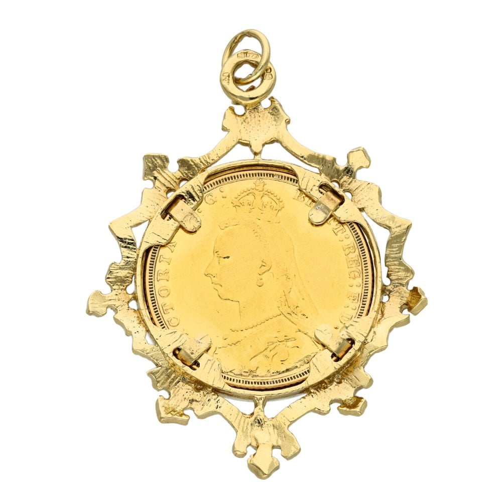 1893 Yellow Gold Full Sovereign Coin Mounted Pendant - 12.6g