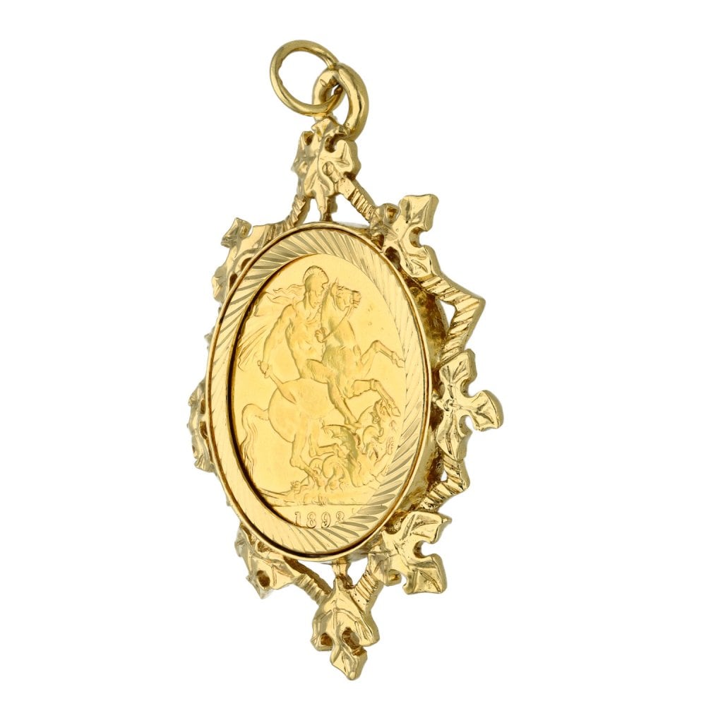 1893 Yellow Gold Full Sovereign Coin Mounted Pendant - 12.6g