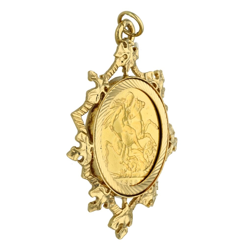 1893 Yellow Gold Full Sovereign Coin Mounted Pendant - 12.6g