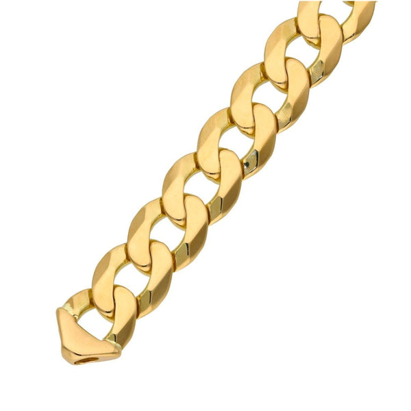 9ct Yellow Gold 9" Heavy Mens Curb Bracelet - 65.1g