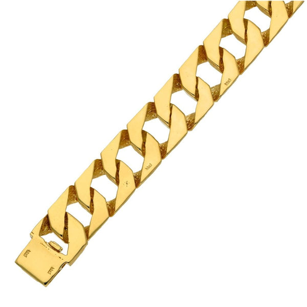 9ct Yellow Gold Bark Finish Heavy Curb Bracelet 8" - 51.1g
