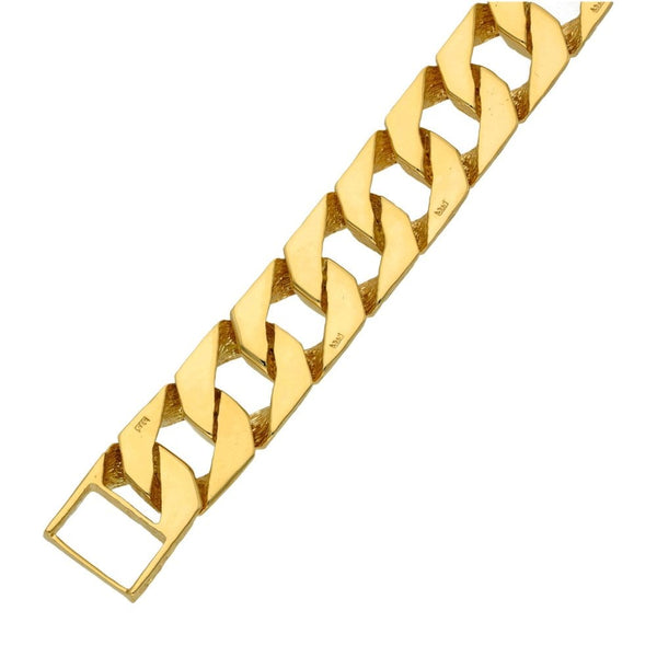 9ct Yellow Gold Bark Finish Heavy Curb Bracelet 8" - 51.1g