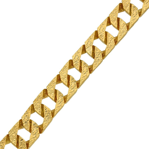 9ct Yellow Gold Bark Finish Heavy Curb Bracelet 8" - 51.1g