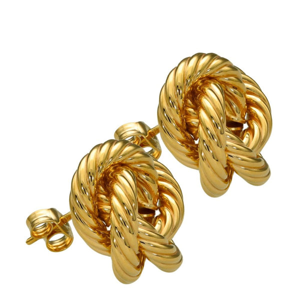 9ct Yellow Gold Rope Twist Stud Earrings - 2.8g