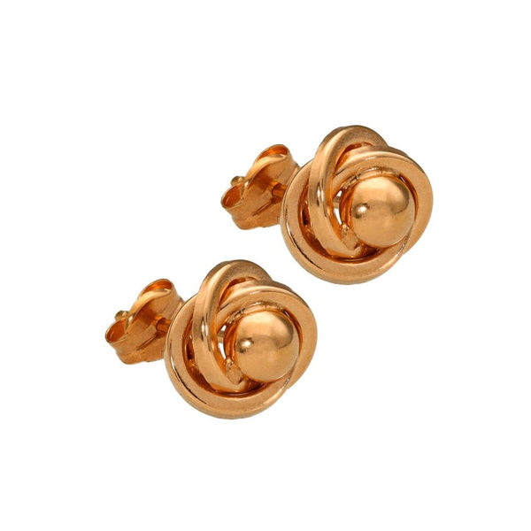 Ladies 9ct Rose Gold Knot & Ball Stud Earrings