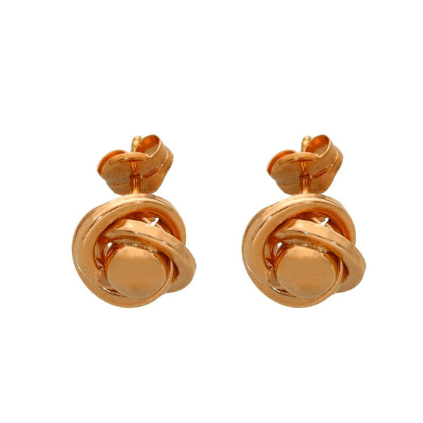 Ladies 9ct Rose Gold Knot & Ball Stud Earrings