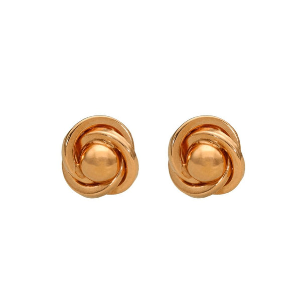 Ladies 9ct Rose Gold Knot & Ball Stud Earrings