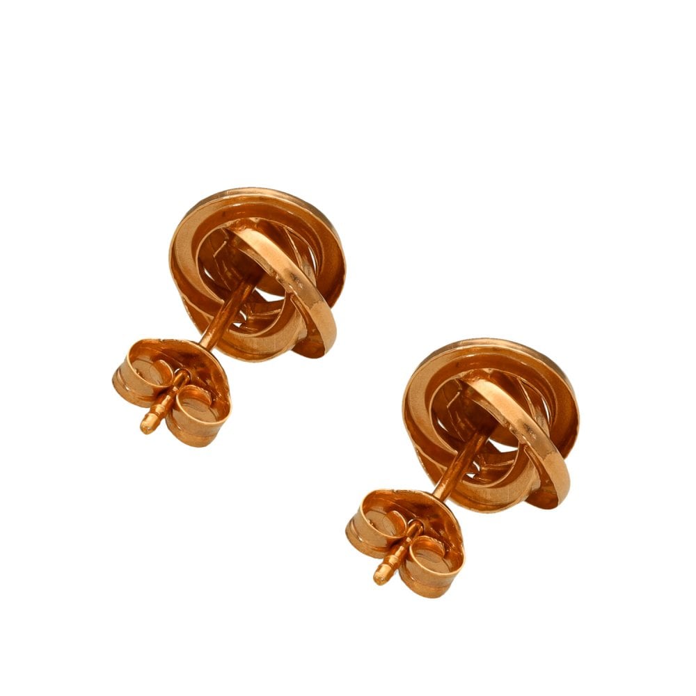 Ladies 9ct Rose Gold Knot & Ball Stud Earrings