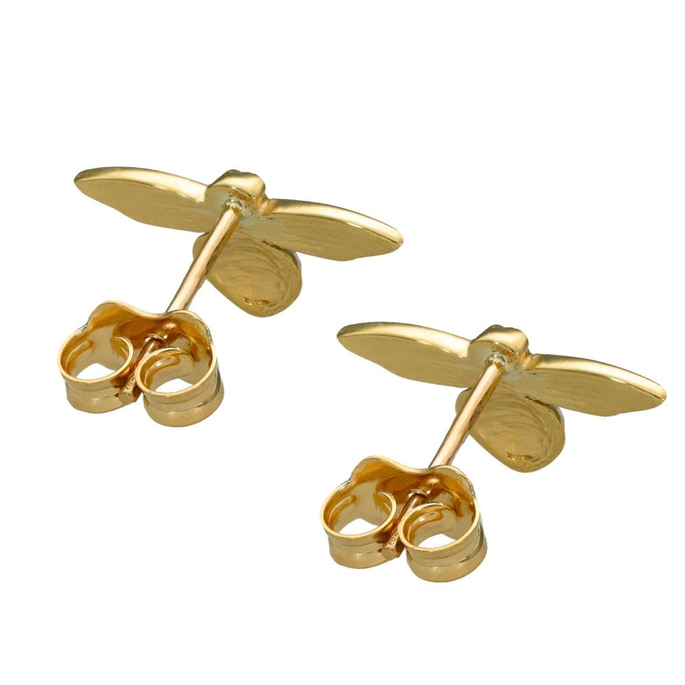 9ct Yellow Gold Bee Stud Earrings - 19x8x1.5mm - 1.0g