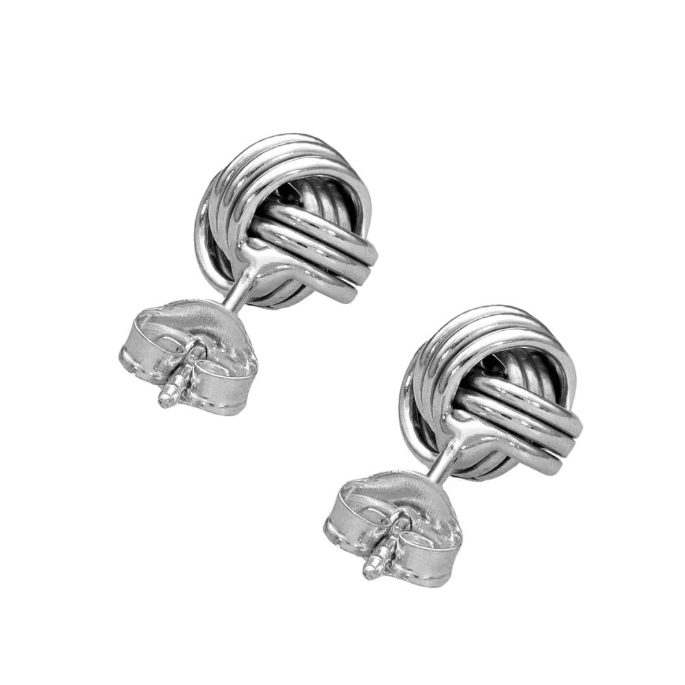 Ladies 9ct White Gold Woolmark Knot Stud Earrings