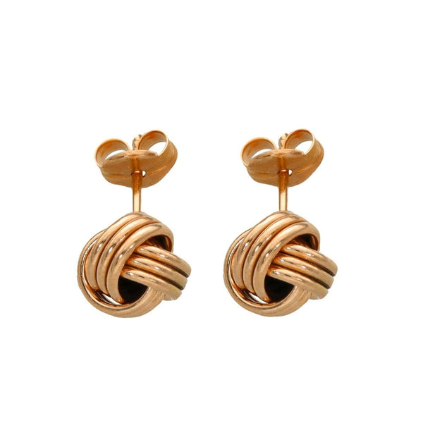 Ladies 9ct Rose Gold Woolmark Knot Stud Earrings