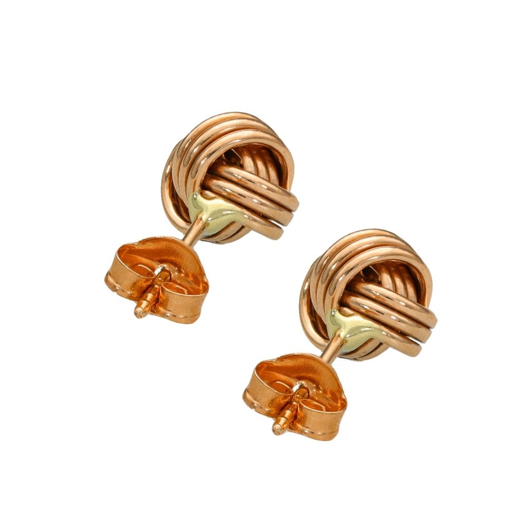Ladies 9ct Rose Gold Woolmark Knot Stud Earrings