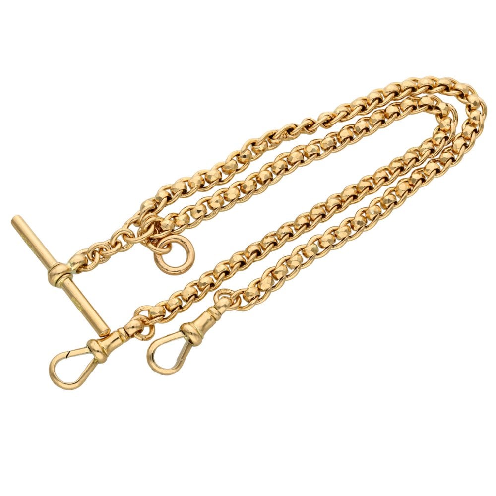 Ladies 9ct Rose Gold Rollerball & Curb Link Bracelet - 26.9g