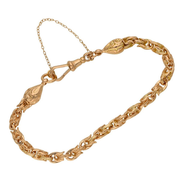 Ladies 9ct Rose Gold 8" Byzantine Bracelet - 23.9g